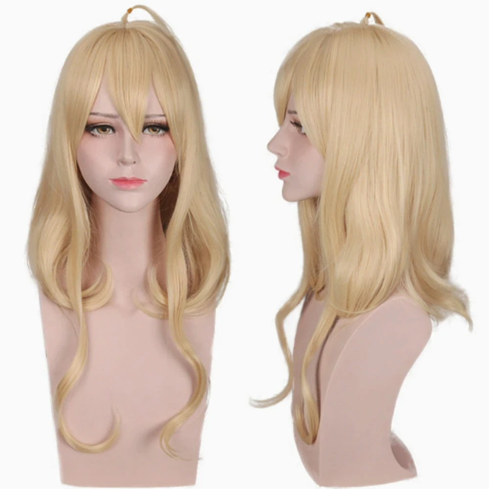 Danganronpo Akamatsu Kaede's yellow slightly curly long hair cosplay anime wig