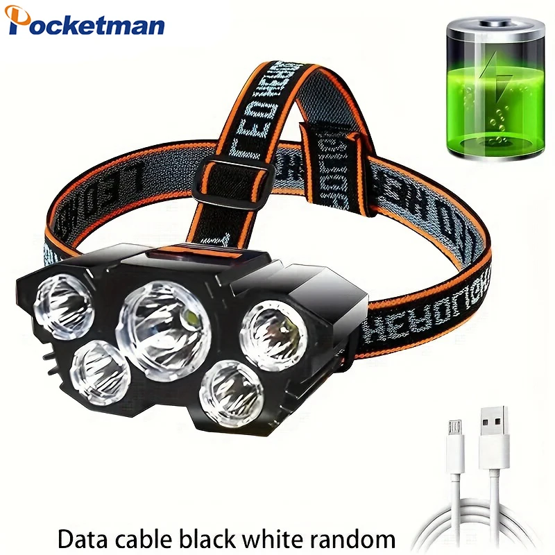 

Waterproof Rechargeable 5 LED Headlamp for Outdoor Sports Camping Cycling Hiking And Fishing