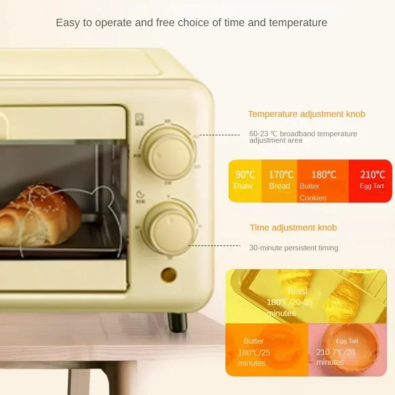 Mini horno eléctrico integrado multifunción para Pizza, electrodoméstico para hornear, accesorios de cocina, 10L