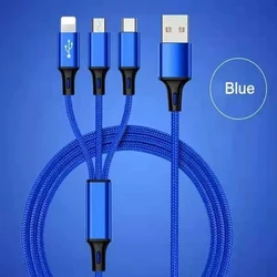 Kabel ładujący 3 w 1, 1,2 m, tkany nylon, uniwersalny adapter kabla szybkiego ładowania, odpowiedni do IP/Type C/Micro b