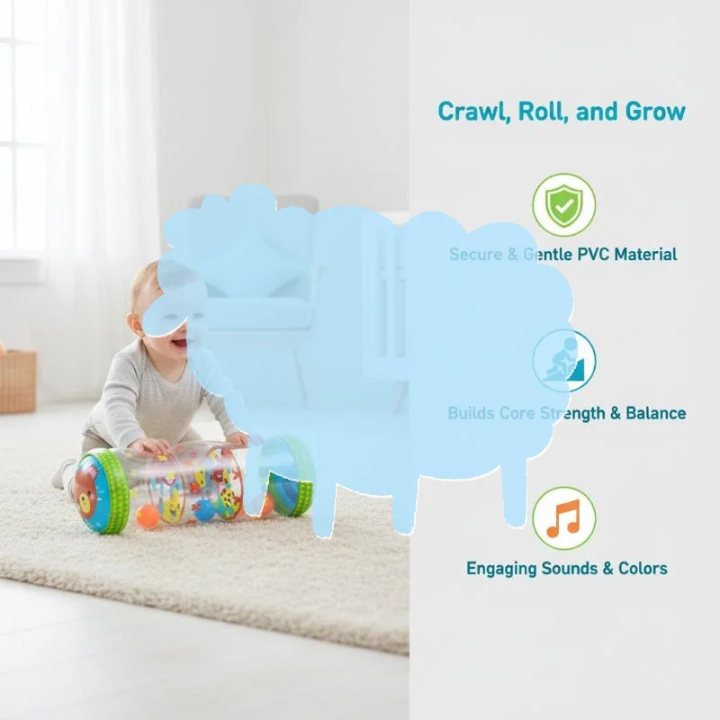 1Pcs Inflatable Baby Crawling Roller Safe Non Toxic Cartoon Prints for Infant Early Crawling Training