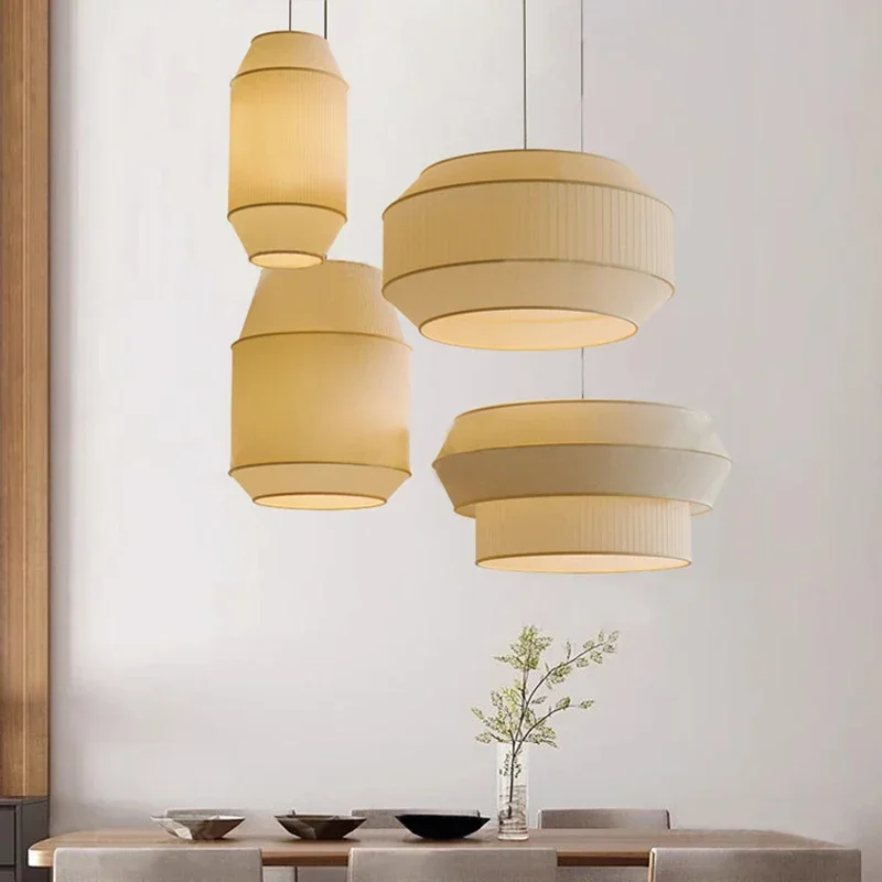 

Nordic Wabi Sabi Fabric Led Pendant Light For Living Room Modern Ceiling Chandelier Bedroom Hanging Lamp Home Decoration