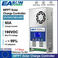 EASUN 60A Mppt Solar Charge Controller 12V 24V 36V 48V Auto Solar Regulator Solar Panel For Max 190VDC Input Lifepo4 Battery