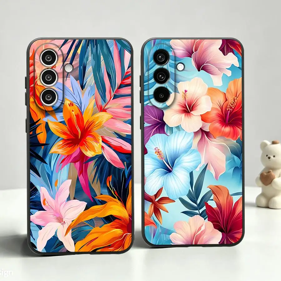 Tropical Lily Flower Pattern Case for Samsung Galaxy A06 A05 A25 A16 A55 A73 A51 A37 A53 A17 A52 A36 A57 A15 A23 Phone Cover A41