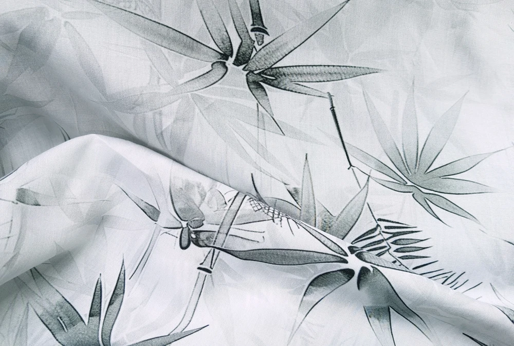 1 Meter x 1,4 Meter Bambusblattmaterial Stoff bedruckte Rayon-Viskose – Detail 3