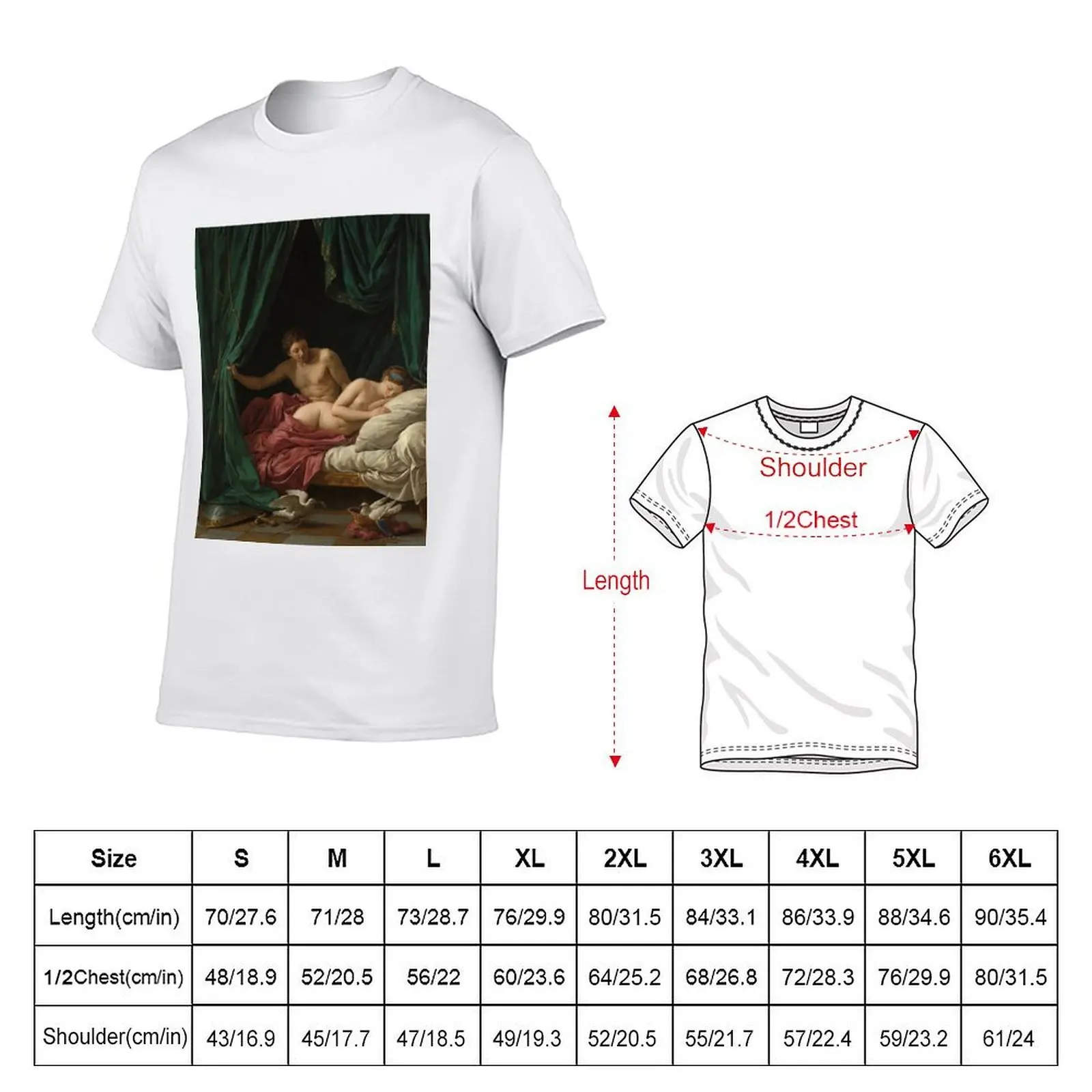 Louis-Jean-Francois Lagrenee - Mars And Venus Allegory Of Peace T-Shirt plus size tops plain Short sleeve tee men