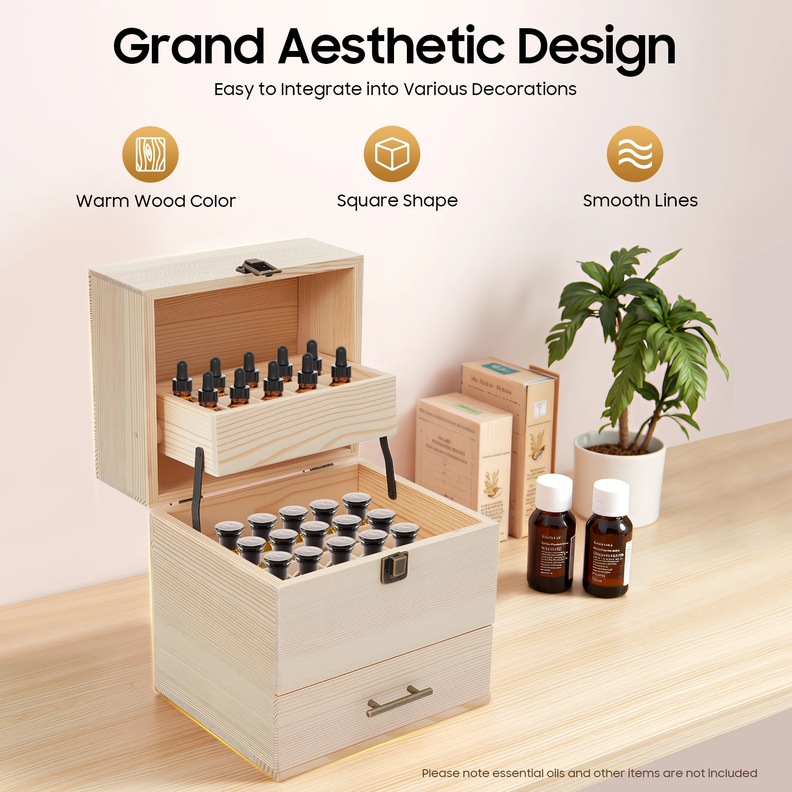 3 Tier 8.46*7.28 Inches Essential Oil Storage Organizer with 59 Slots and Latch Lock for 0.5 Oz and 0.3 Oz Roller Bottles