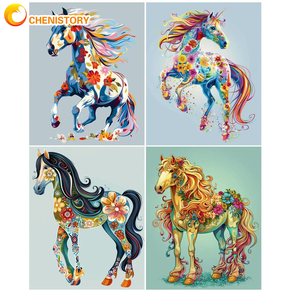 CHENISTORY Focus Oil Paint By Numbers Horse Complete Kit 40x50cm Diy Frame On Canvas Modern Home Living Room Decoration Wall