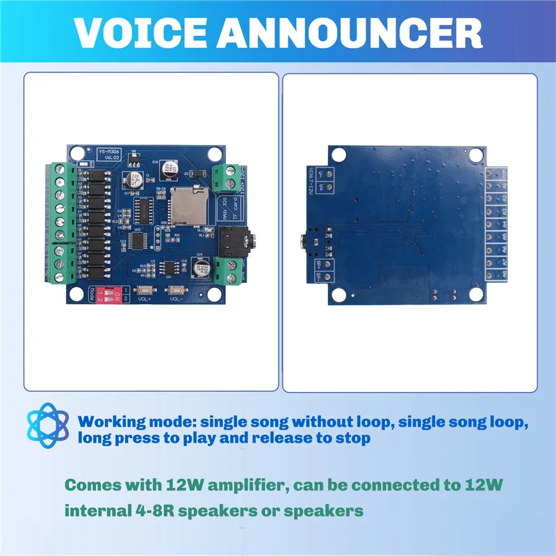A68Z MP3 Voice Playback Module Multi-Mode Amplifier With Alarm Prompt, Voice Broadcast, Multiple Trigger Mode Functions