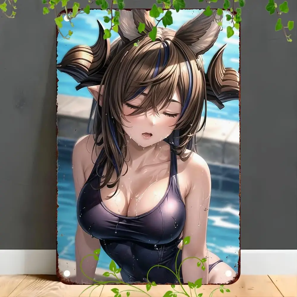 

Vintage Anime-Style Metal Tin Sign - 8x12 Inch Wall Art for Home Decor, Cafe, Bar & Bathroom - Unique Gift for All