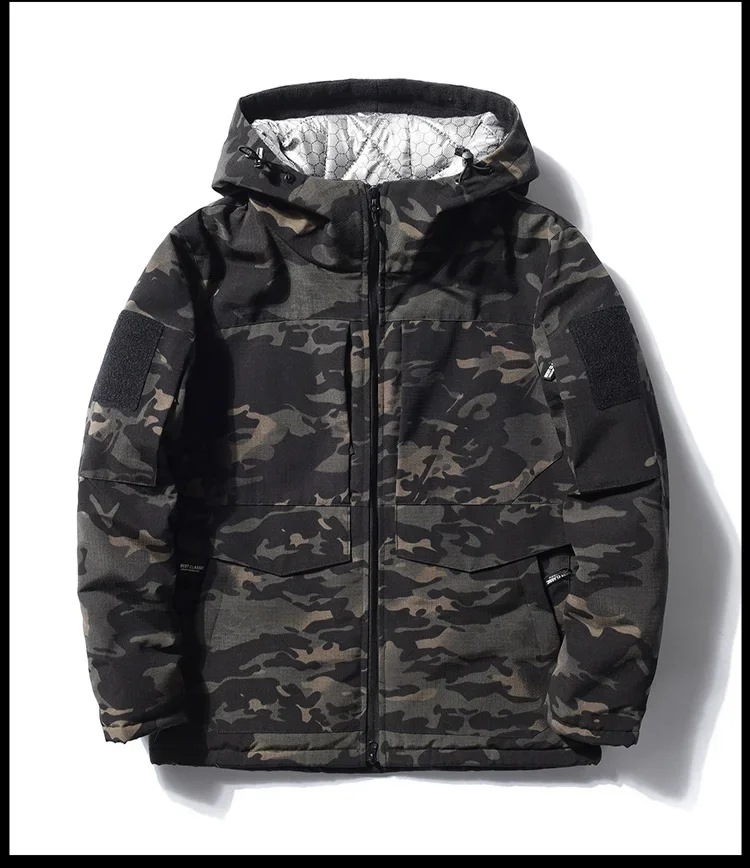 Military Man Outdoor Thermal Jacket for Winter Loose Fit Waterproof Cotton Windbreaker -40°C Heavy Duty Camouflage Tactical Coat