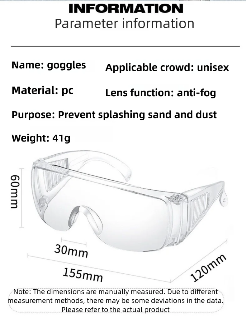 แว่นตาป้องกันหมอกแบบกึ่งปิดที่ขายดีที่สุด รูปลักษณ์โปร่งใส ฟังก์ชั่นป้องกันหมอกที่ได้รับการปรับปรุงทุกวัยพอดี