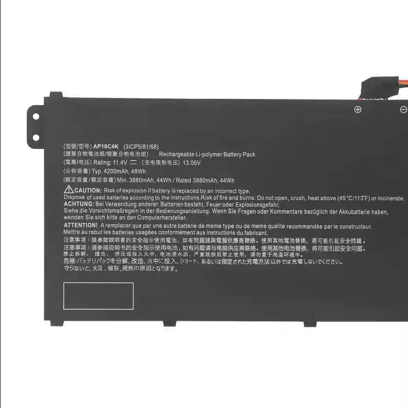 Laptop Battery KT00304012 AP18C8K AP18C4K For Aspire 5 A515-43-R057 R4MG R6F6 R6WW A515-44 R7NU R5UZ Series 11.25V/50.29WH