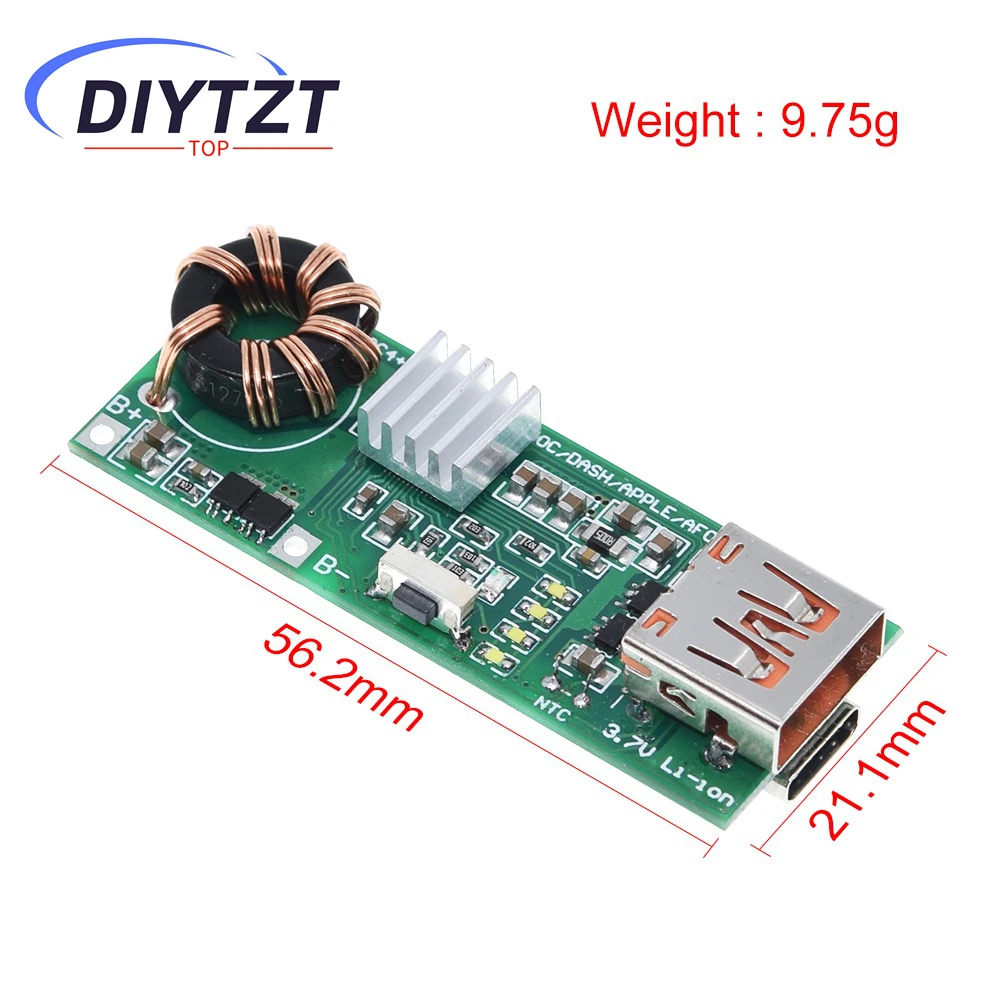 DIYTZT QC4.0 QC3.0 Double Way PD Mobile Phone Power Bank  Quick Charge 3.7V to 5V 9V 4.5A 22.5W Type-C USB Boost Charger Board