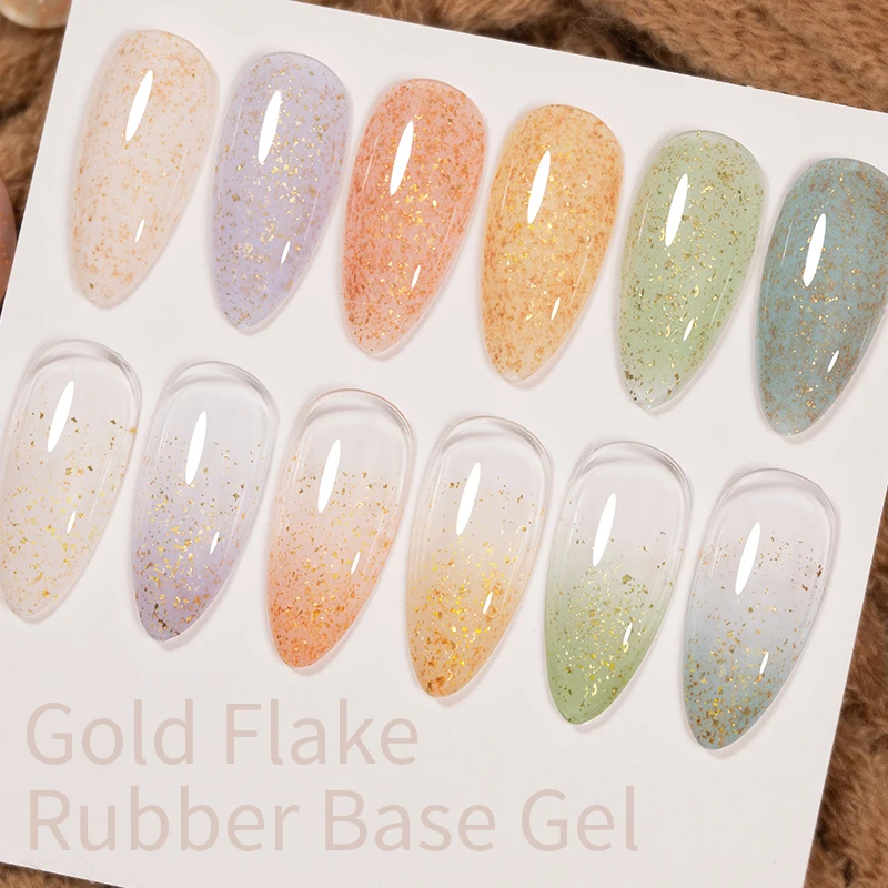 AWStorG 6 قطعة/المجموعة 7.5 مللي الذهب تقشر بريق المطاط قاعدة هلام البولندية إثارة الترتر شبه دائم نقع قبالة مسمار الفن الورنيش