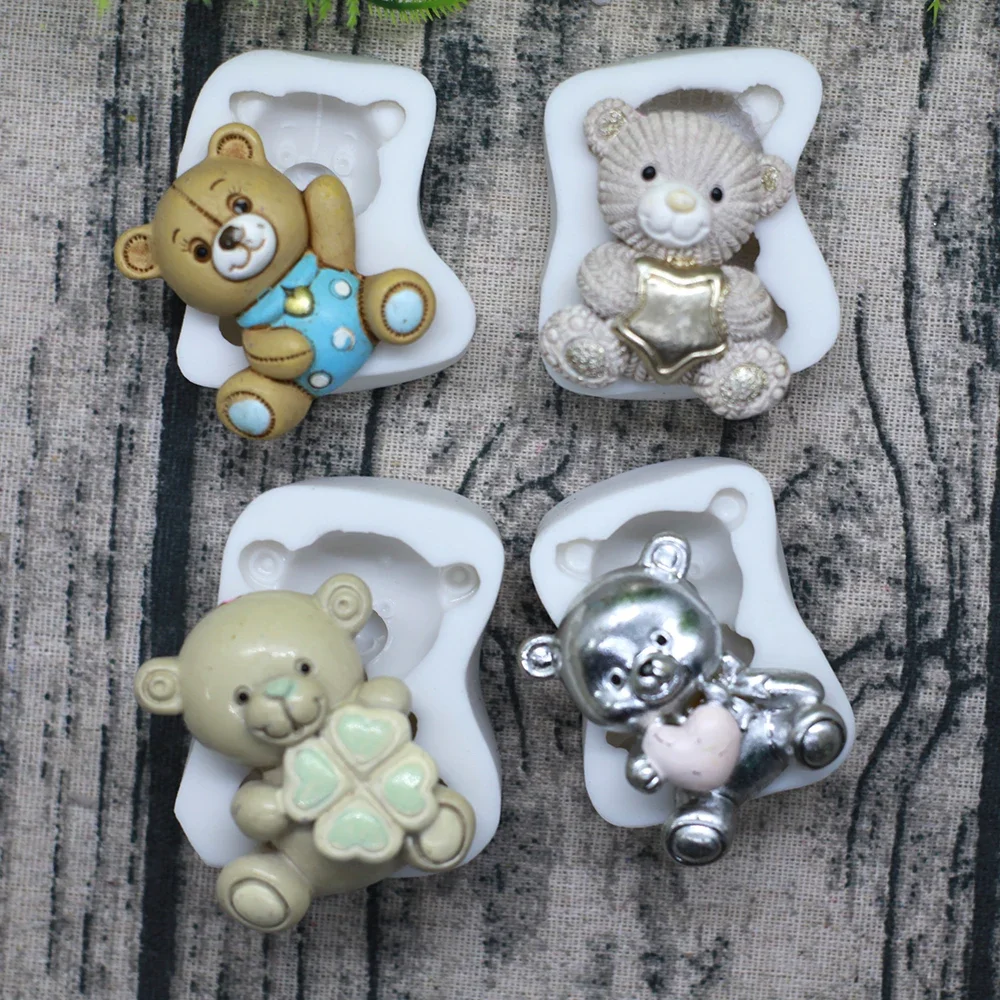 3D Bear Silicone Fondant Molds Silicone Bear Chocolate Molds For Baby Shower Cupcake Topper Cake Decoration