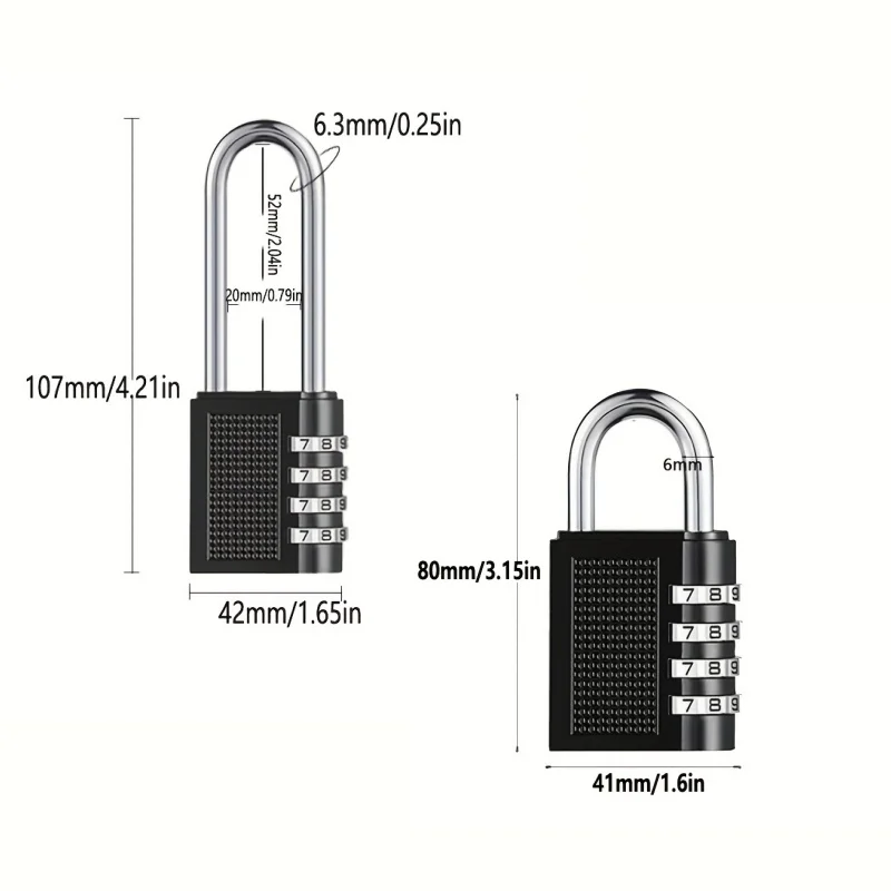 Combination Padlock 4-Position Zinc Alloy Outdoor Weatherproof Keyless Security Lock Resettable Metal Combination Lock