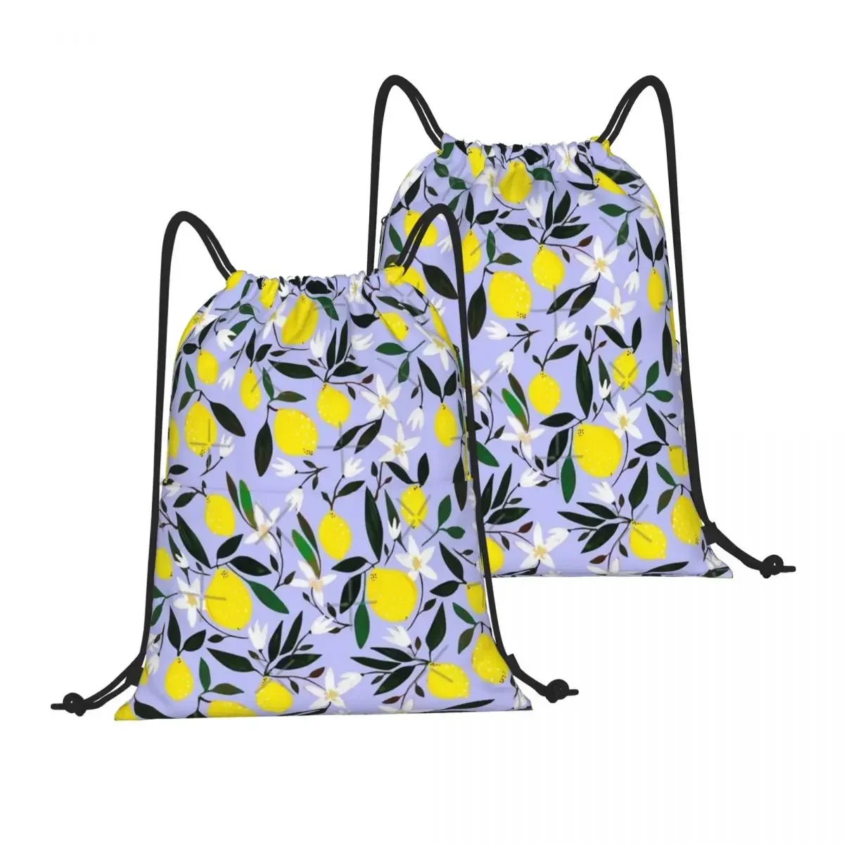 Drawstring Backpack Lemons Blue Shoulder Bag Zipper Pocket Sports & Travel Hikes Portables Bag