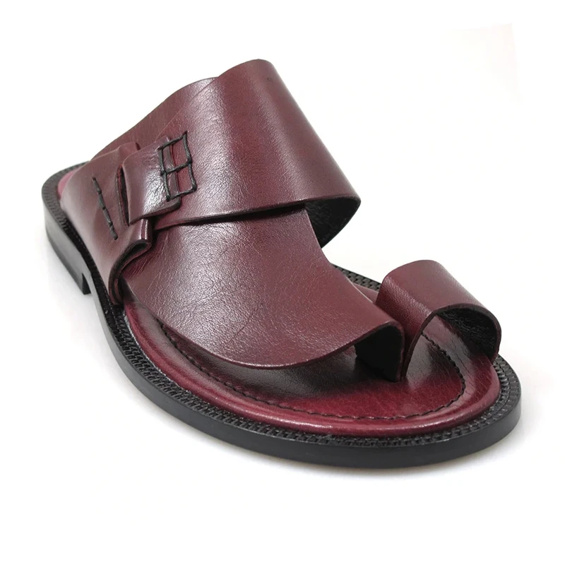 Men Genuine Leather Two ways Wear Sandals Male Beach Solid Sewing Leisure Slippers Summer New Skin Friendly Wear-resistant Shoes