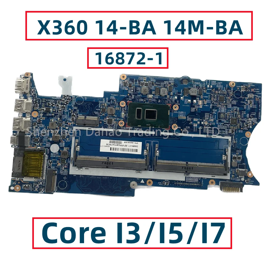 Imagem -01 - Placa-mãe para Laptop hp Pavilion 168721 X360 14-ba 14m-ba 14m-ba Core I37100u I5-7200u I7-7500u 448.0c204.0011 Ddr4