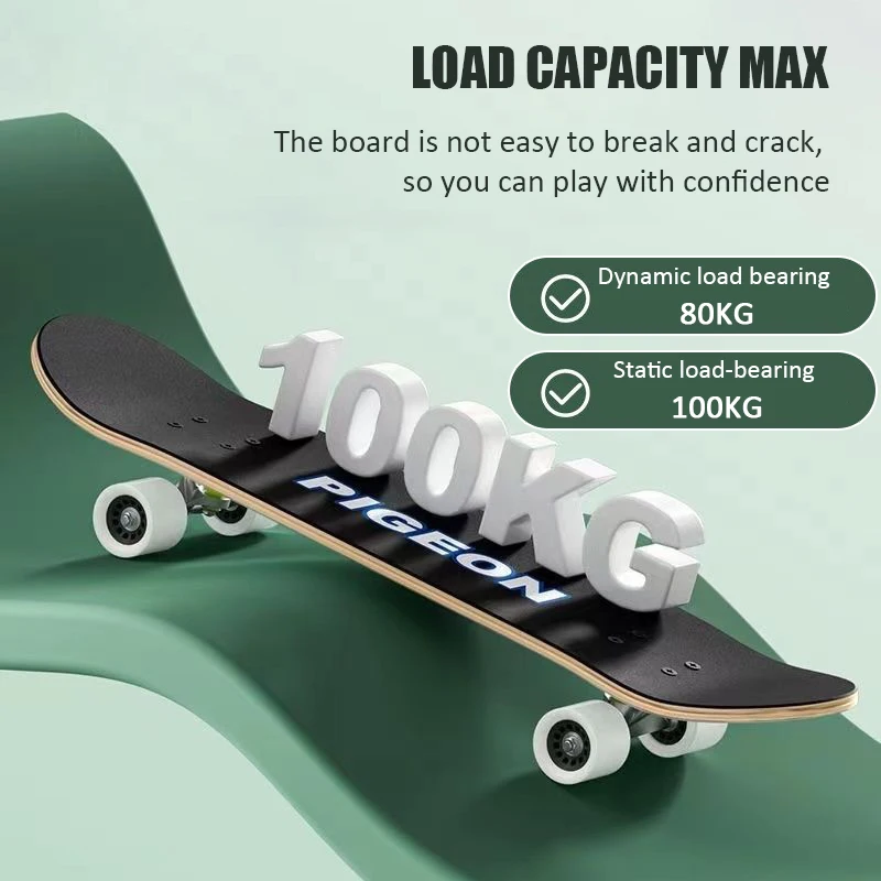 80cm Beginner Skateboard Maple Longboard Street Double-warped Skateboard for  Adults Youths Kids Pro Complete Skate Boards