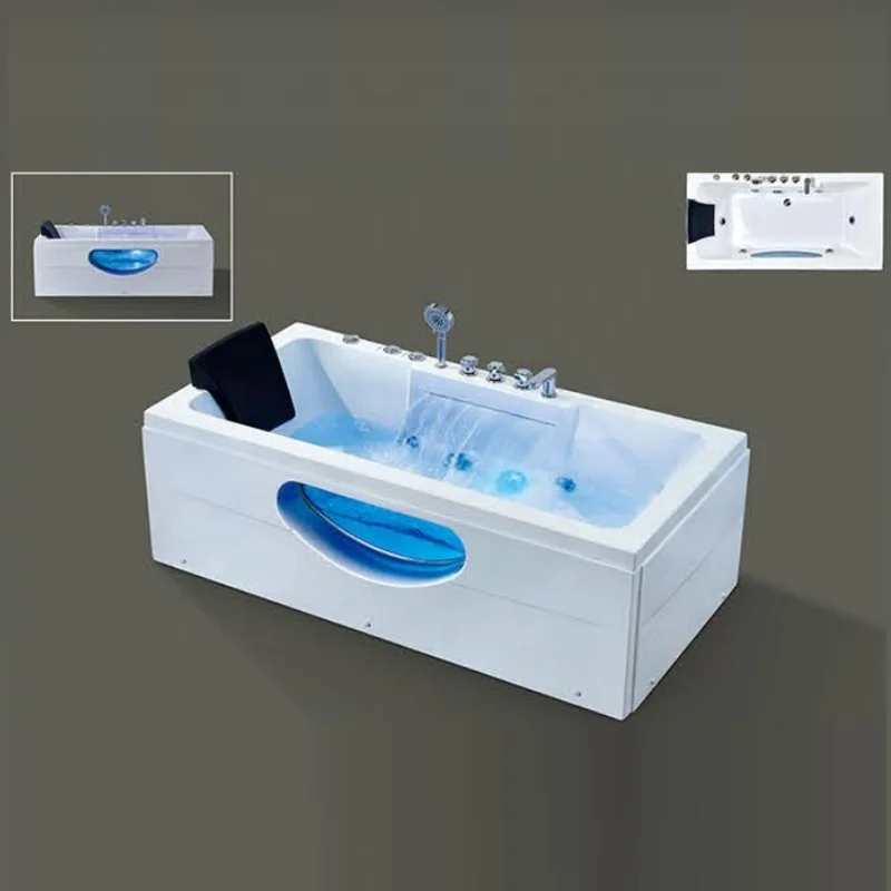 &c Factory Direct Price Single Person Bathroom Spa Hot Tub White Whirlpool Massage Acrylic Corner Massage Bathtub