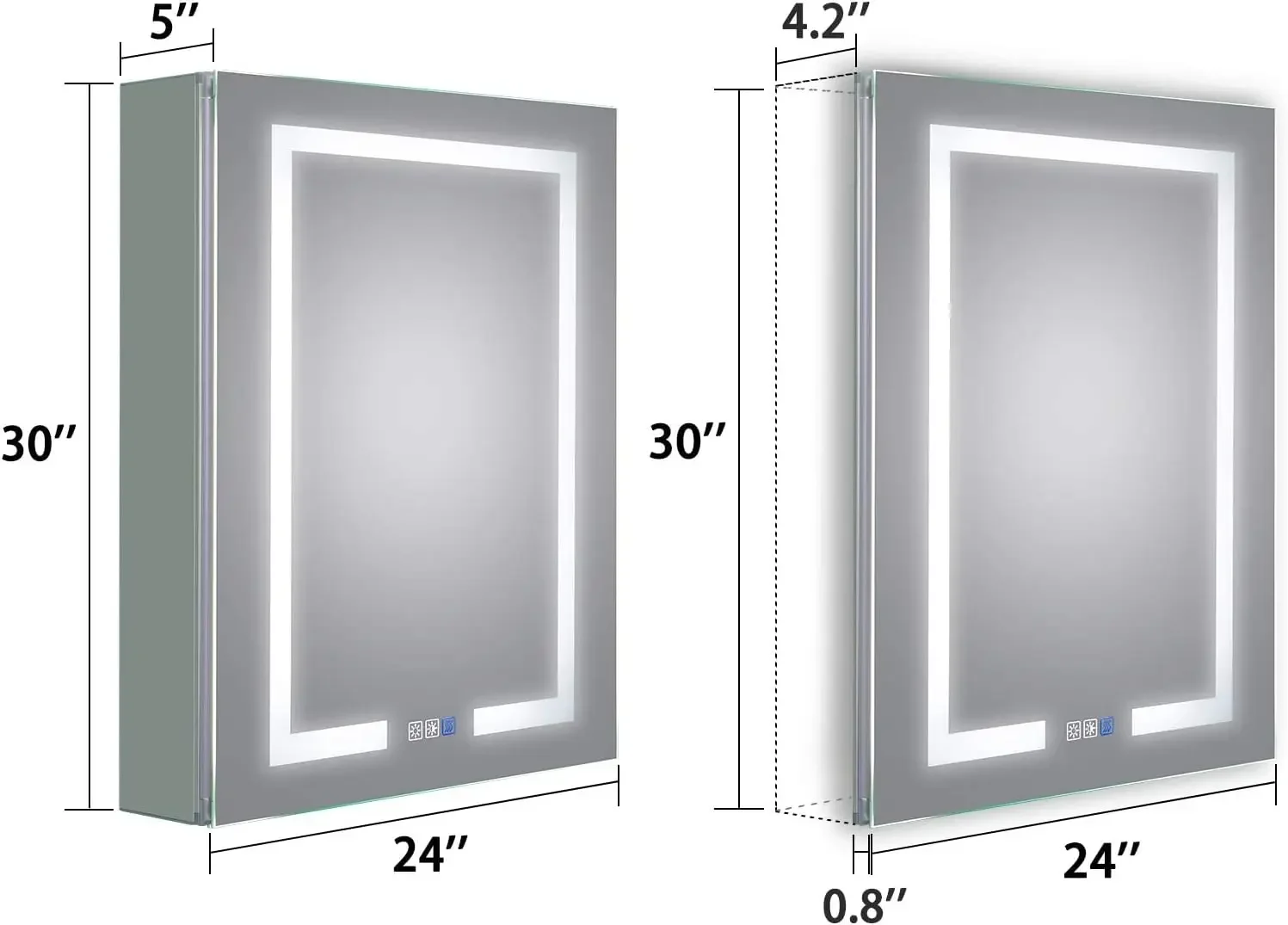 ExBrite LED-beleuchteter Badezimmer-Medizinschrank mit Spiegel, 61 x 76,2 cm, LED-Medizinschrank mit Einbau oder Oberfläche, beschlagfrei