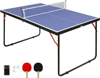 Set di tavoli da ping pong da tavolo da tennis - 100 tavoli da gioco per famiglie da ping pong pieghevoli e portatili preassemblati per interni ed esterni