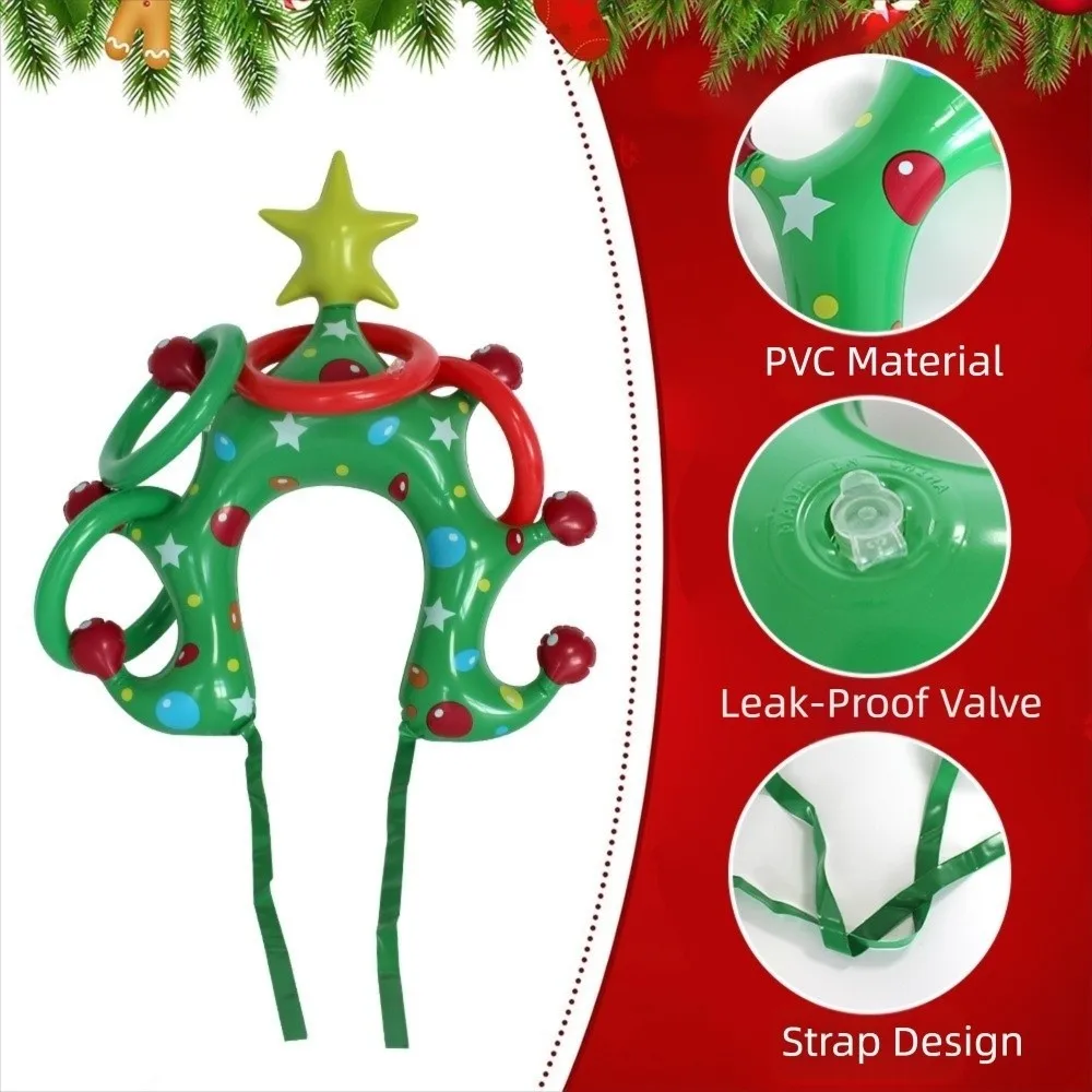 新しいインフレータブルインフレータブルクリスマスツリーヘッドバンドカーニバルゲームクリスマステーマ投げるおもちゃ PVC リングトスゲームセット裏庭