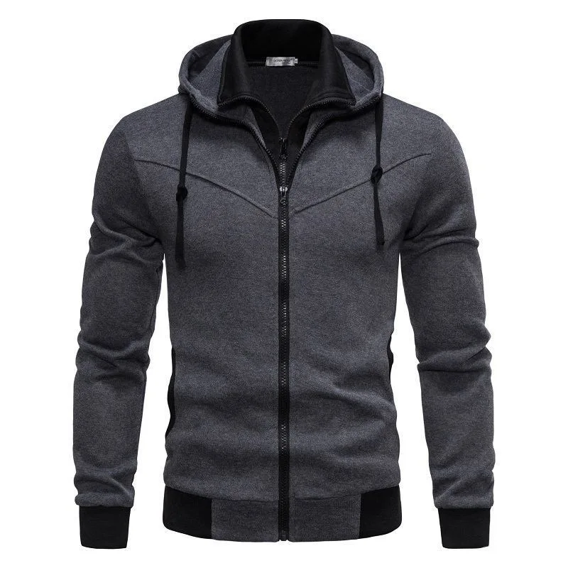 

Autumn men's sportswear long sleeved jacket hooded sweatshirt zipper opening jacket men's hooded sweatshirt slim fit men's cloth