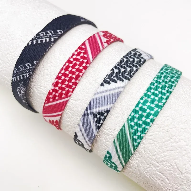 Geometric Polka Dot Palestine Bracelet for Men Women Hand Multicolor Weave Arabic Style Gaza Flag Jewelry Accessories