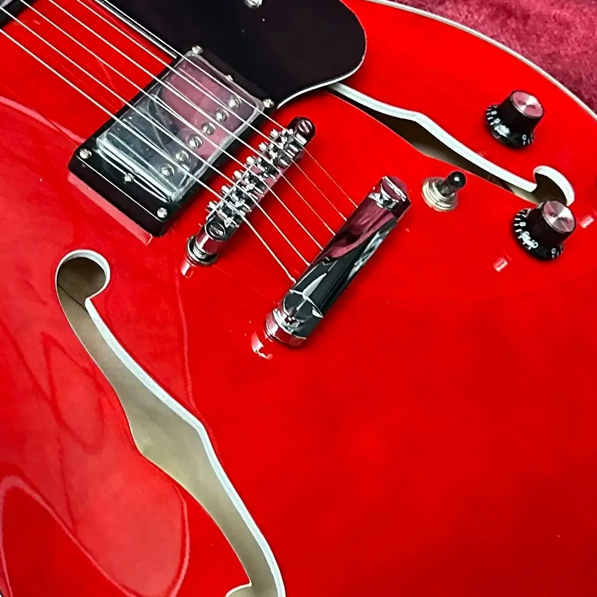 

Red Color Jazz Electric Guitar, Chrome Hardware, in stock