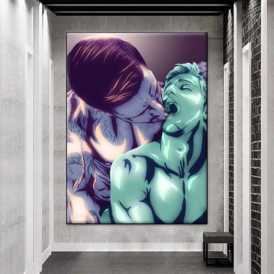 Diamond Embroidery Abstract art Picture Sexy Gay and Queer Love Man Couple Kiss Muscle Diamond Painting Mosaic Wall Art