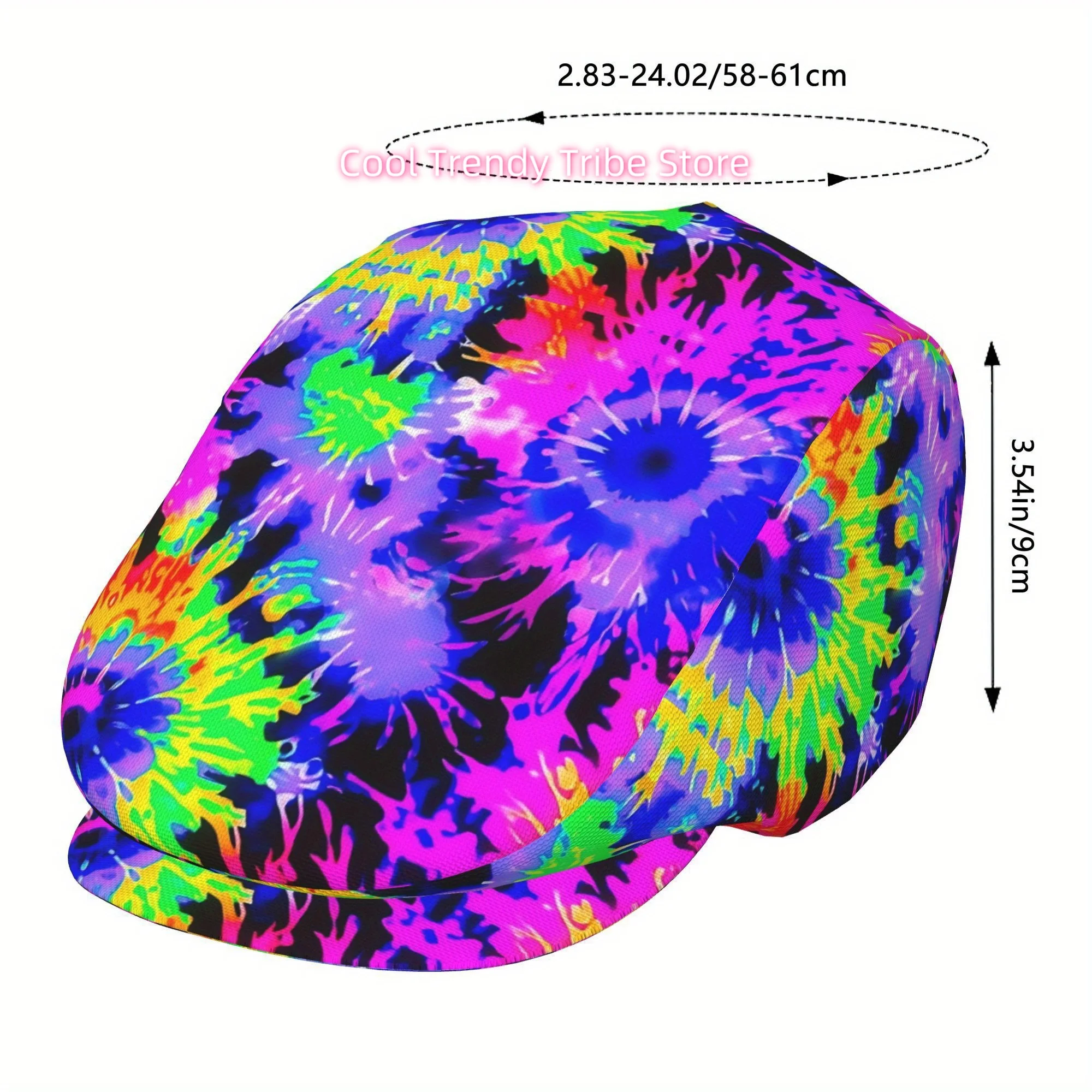 1pc Colorful Tie Dyed Flower Field Full-face Printed Beret British Casual Hat Unisex Retro Forward Hat Retro and Versatile for C