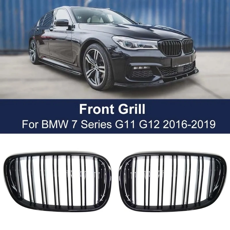 

1 Pair Car Front Bumper Kidney Grill for BMW 7 G11 G12 730i 740i 750i 740e 725d 730d 2016-2019 Glossy Black Replacement Grille