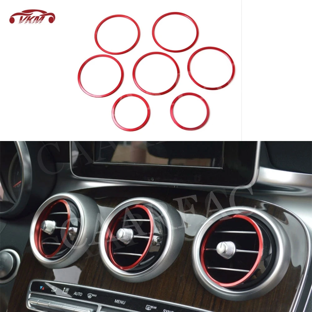 ABS Material Air Conditioning Vent Decorative Ring 7 PCS for Mercedes Benz C GLC Class W205 X253 Auto Car Style