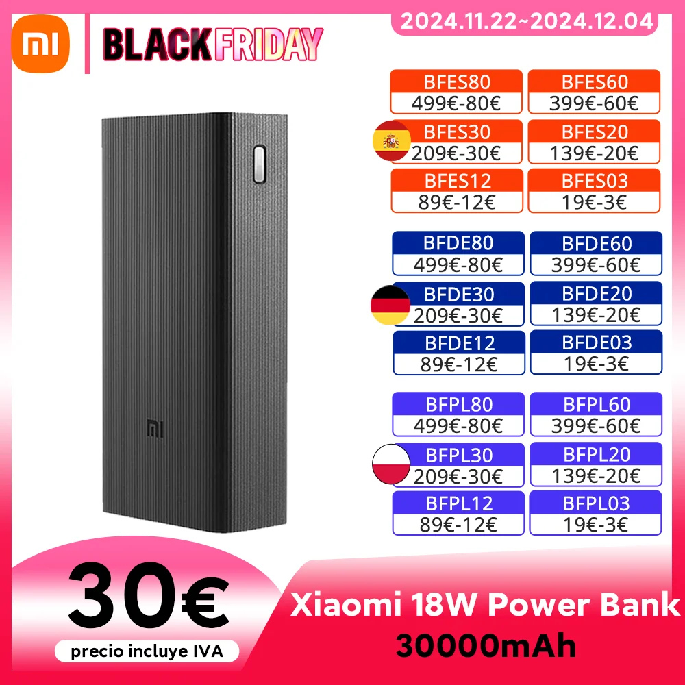 Global Version Xiaomi 18W Power Bank 30000mAh High-quality Circuit Chip Charge Last for 10 Days Large Capacity