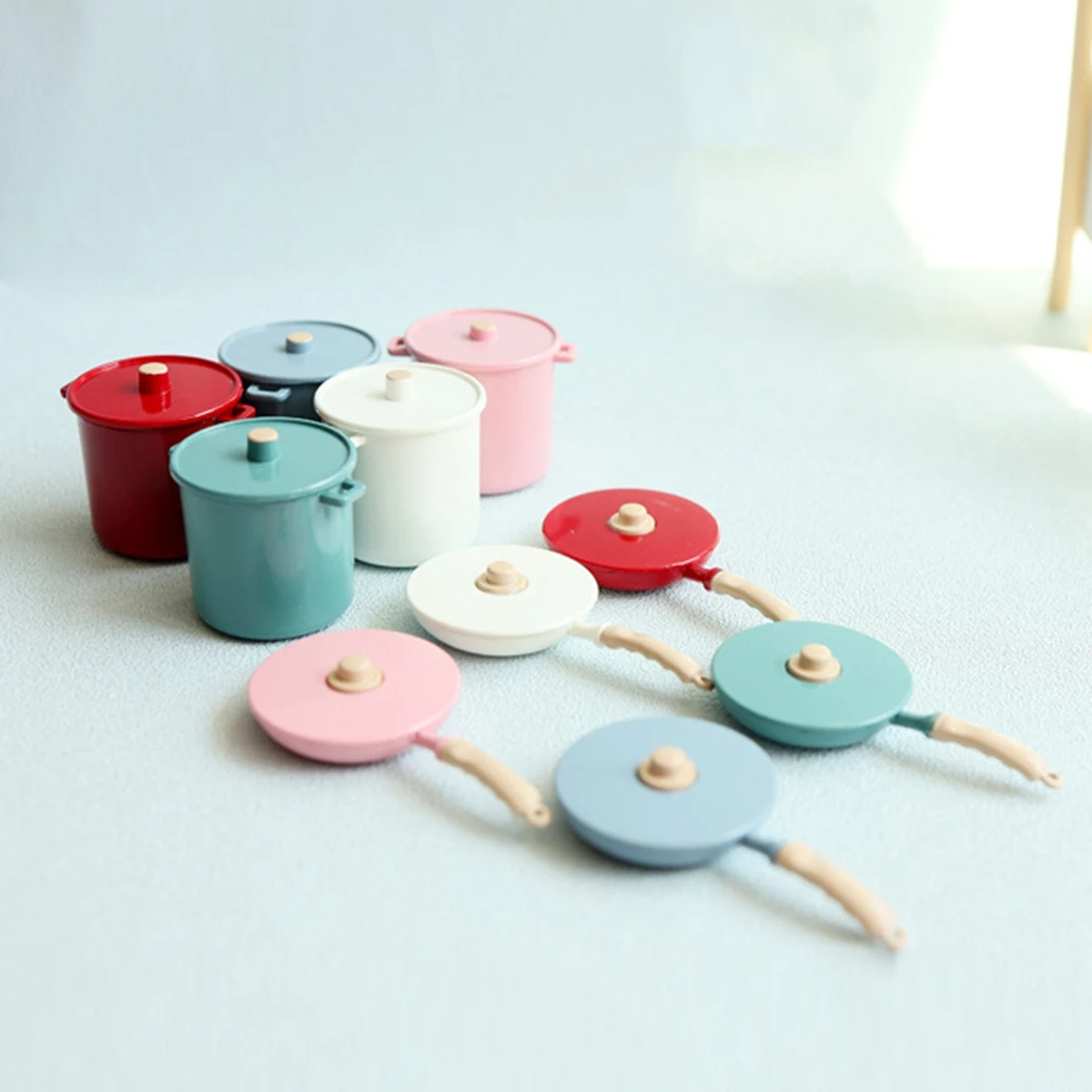A88M 1:6 maison de poupée ustensiles de cuisine miniatures ustensiles de cuisine Mini Pot chaudière poêle maison de poupée accessoires de cuisine, rose