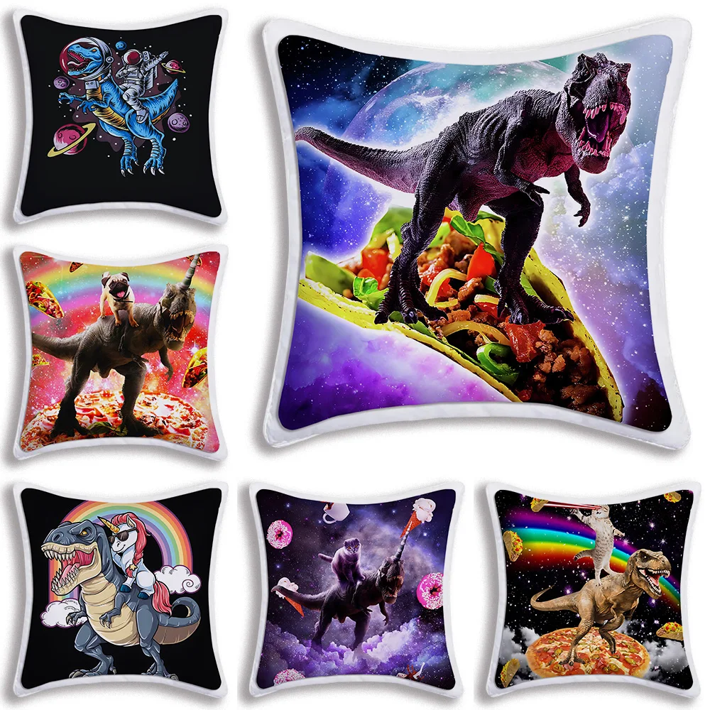 Funny Unicorn Dinosaur Kids Pillow Covers Cartoon Sofa Decorative Home Double-sided Printing Short Plush Cute Cushion Cover