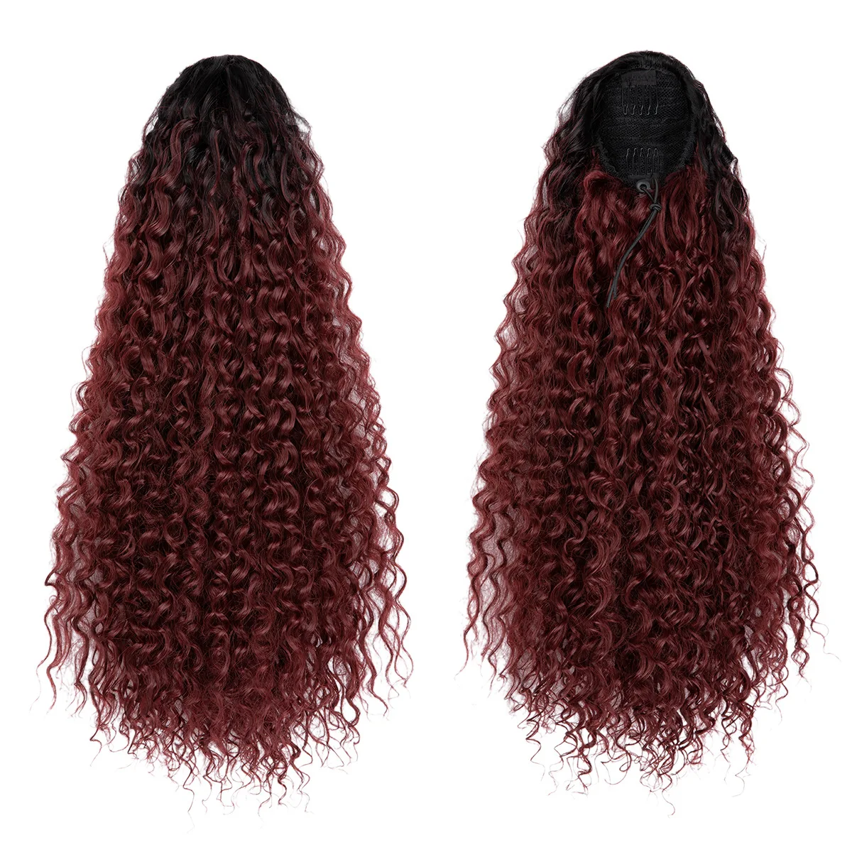 Opulence Hair Drawstring Ponytail Adjustable Synthetic Ponytail Water Wave Curl Hair Extension Afro Kinky Curly 22 Inch