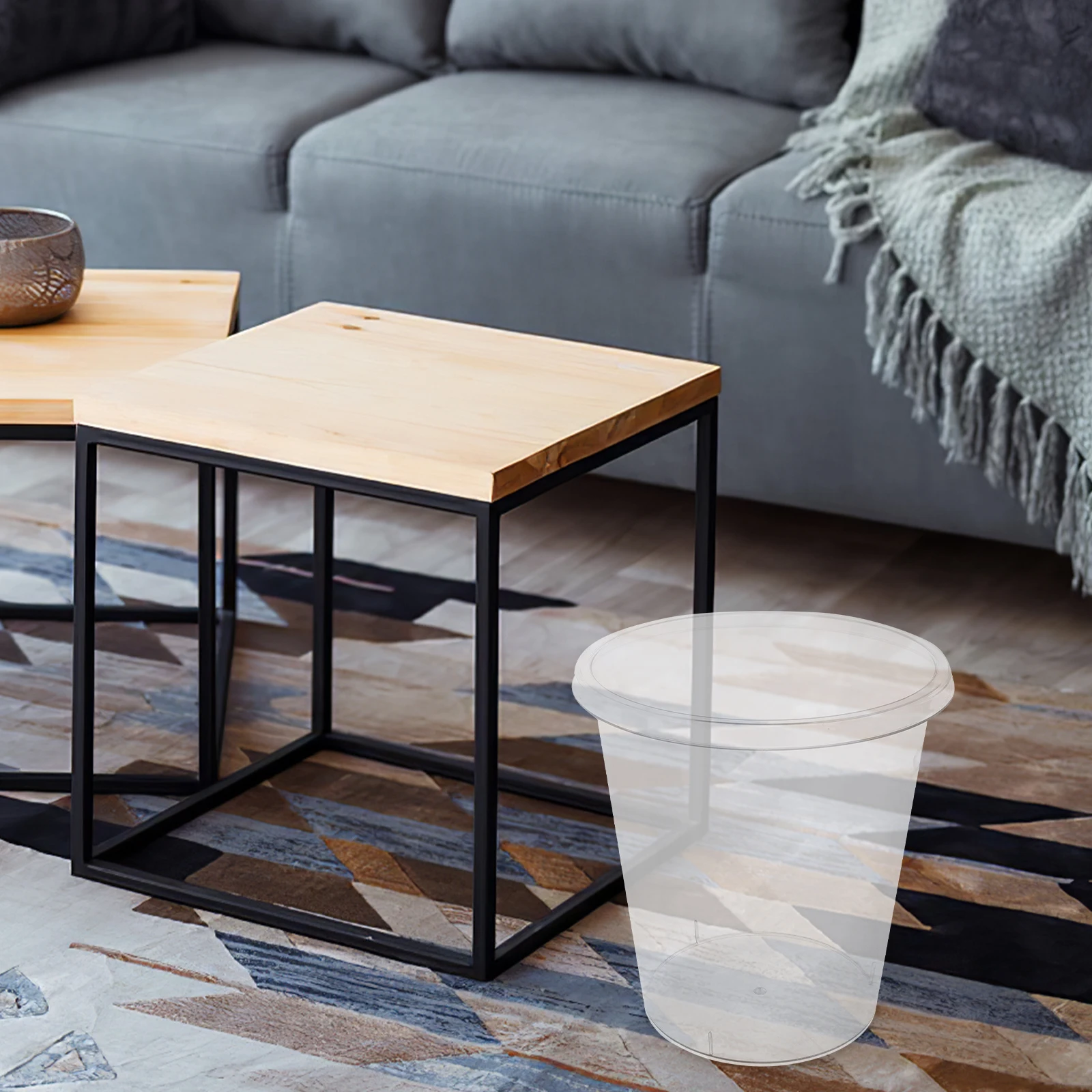 

Large Transparent Trash Can Garbage Cans Container Household Bathroom Plastic Bedroom Wastebasket Office Trashcan