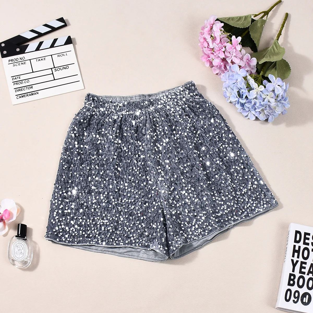 

2026 Новые сексуальные женские шорты с блестками и бисером, модные свободные шорты, шорты с эластичной резинкой на талии
