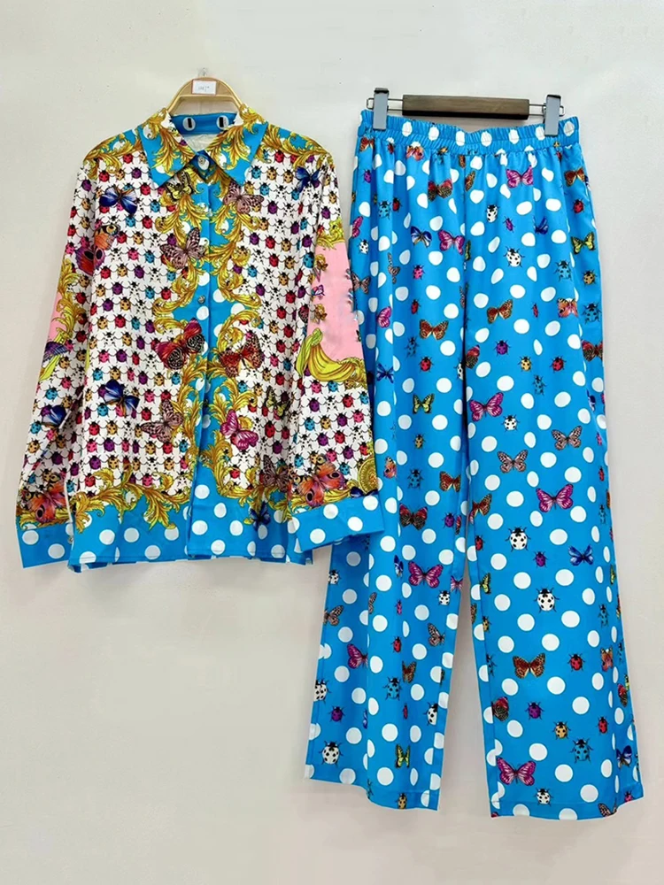 Conjunto de 2 piezas de camisa de corte recto con solapa y estampado geométrico retro para la primavera de 2027, ropa de hombre + conjunto de moda de pantalones anchos y holgados