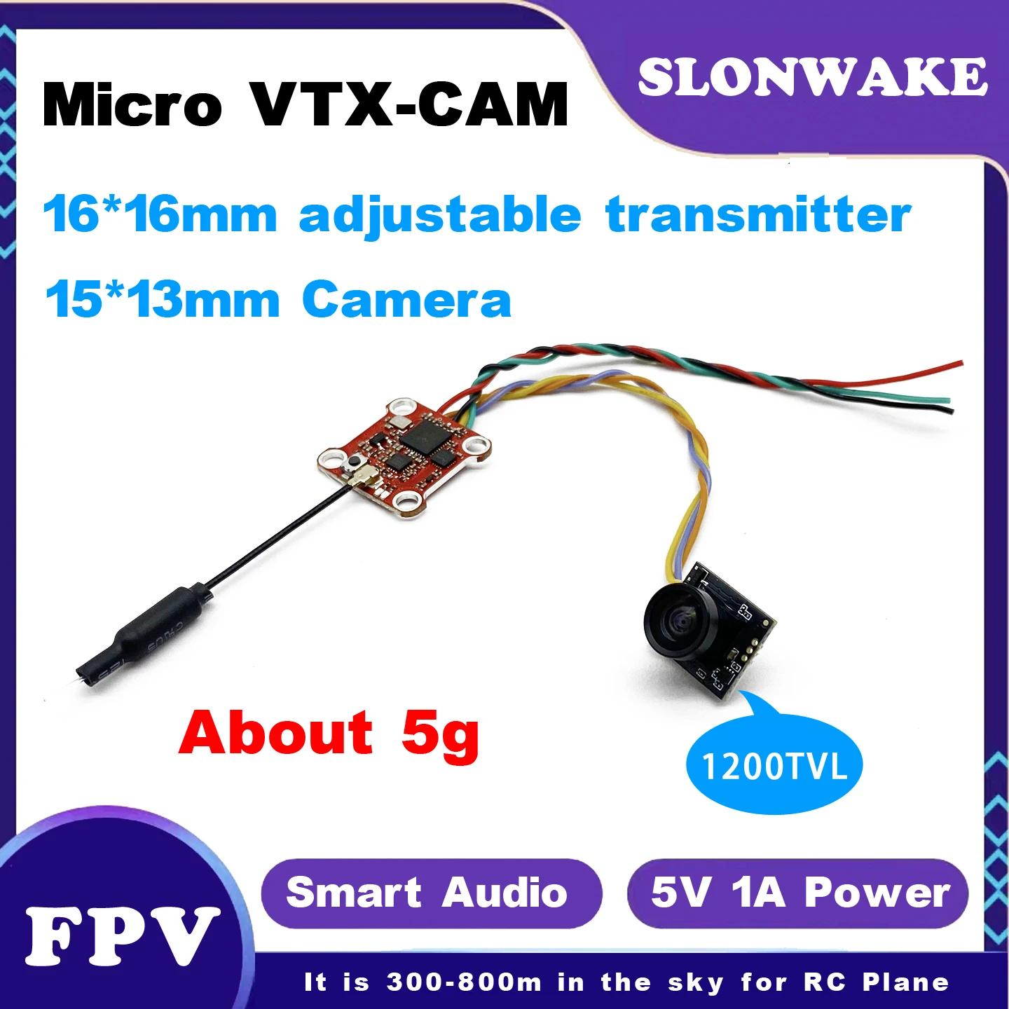 SLONWAKE 5.8G FPV Detachable glasses 480*272px LCD Screen and pit/25/200/400mW adjustable mini transmitter camera cmos 1200TVL