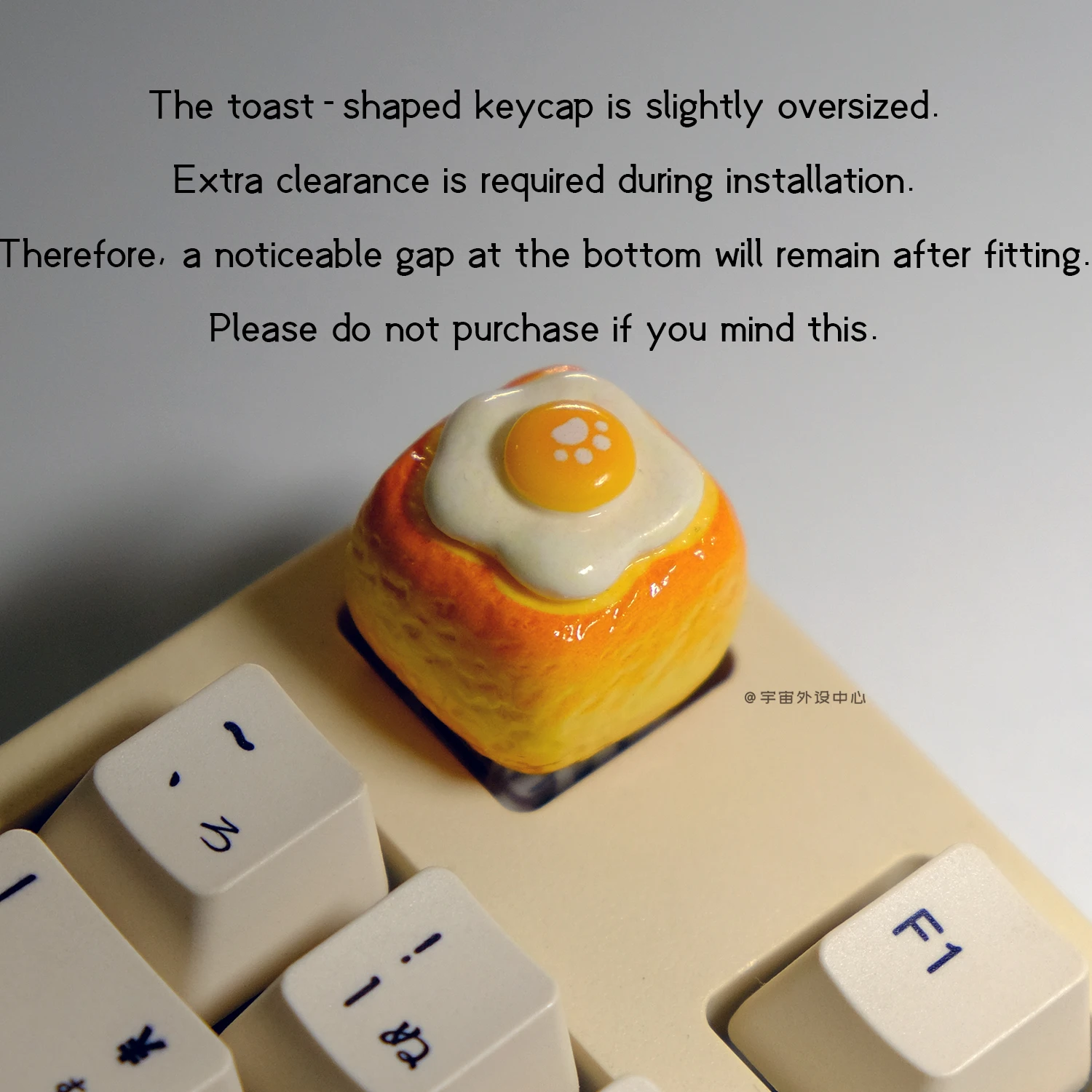 Yellow Fried Egg Toast Handmade 3D Artisan Keycap, Custom Food-Themed Keyboard Accessory, Creative Personalized Holiday & Office