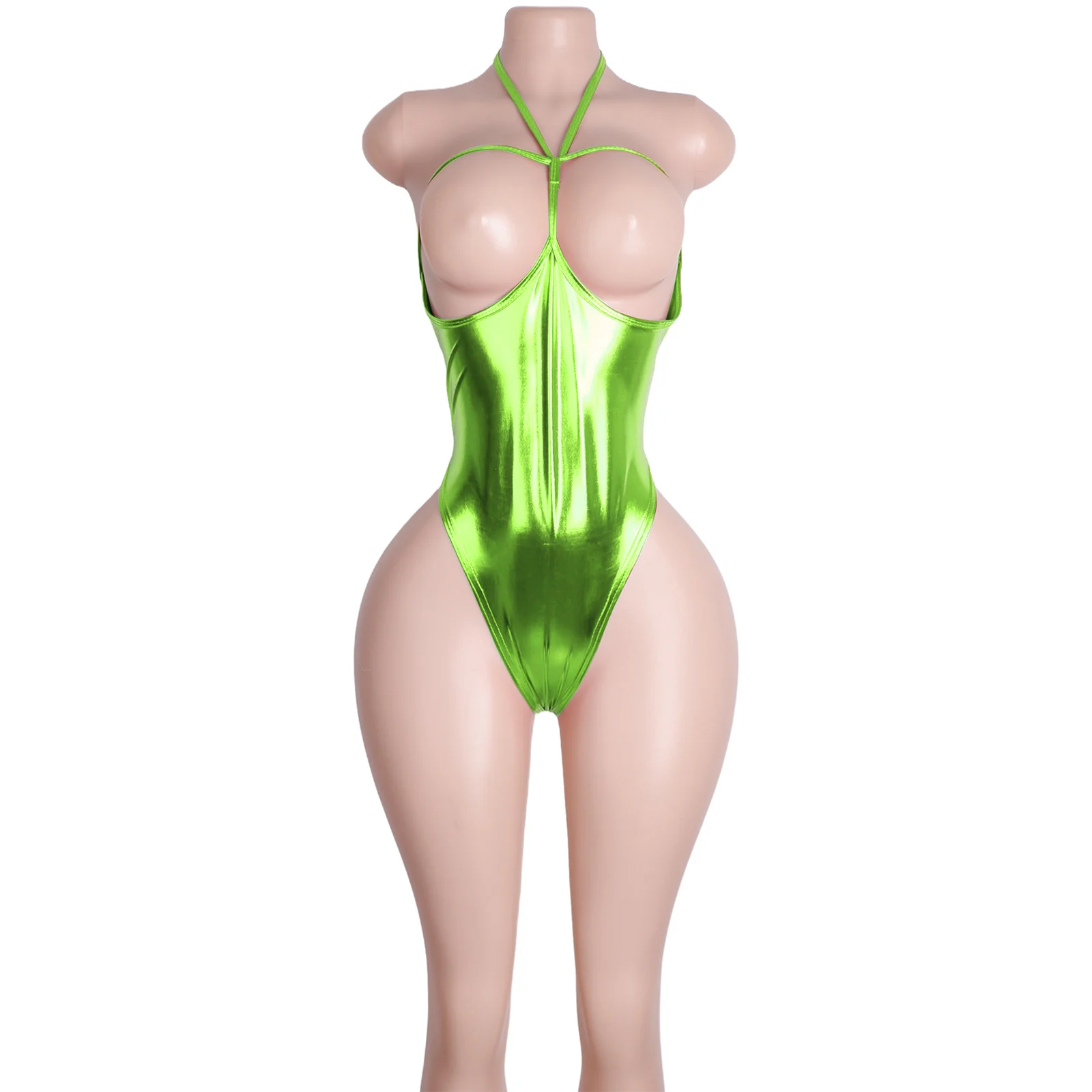 Lace-up eendelige lakleren string exotische danskleding stripper outfits prestatiekleding clubwear strass bodysuits festival