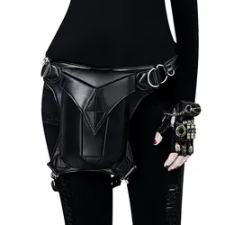 Bolso de cinturón Steampunk para mujer, bandolera Retro negra de Halloween, riñonera de empalme al aire libre