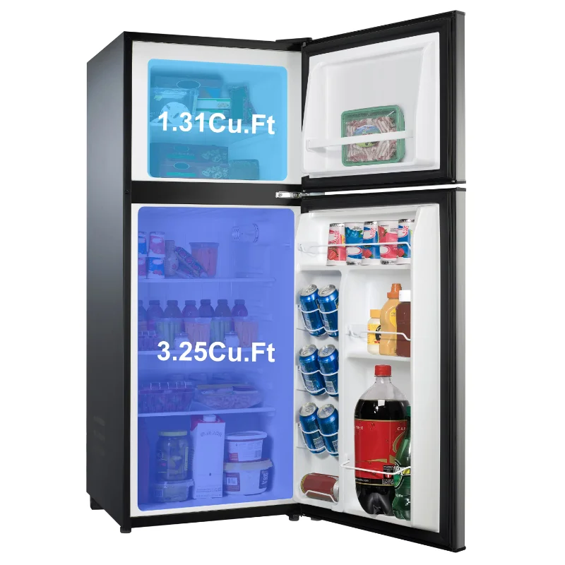 Galanz 4,6. Mini refrigerador de dos puertas con congelador, acero inoxidable, Cu ft