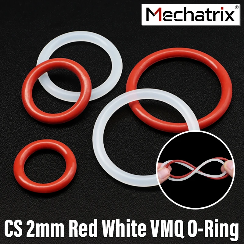 CS 2mm Red White VMQ Silicone O Ring Gasket OD 5mm ~ 100mm Sealing Faucet Repair Rubber Waterproof Insulated Washer Gaskets