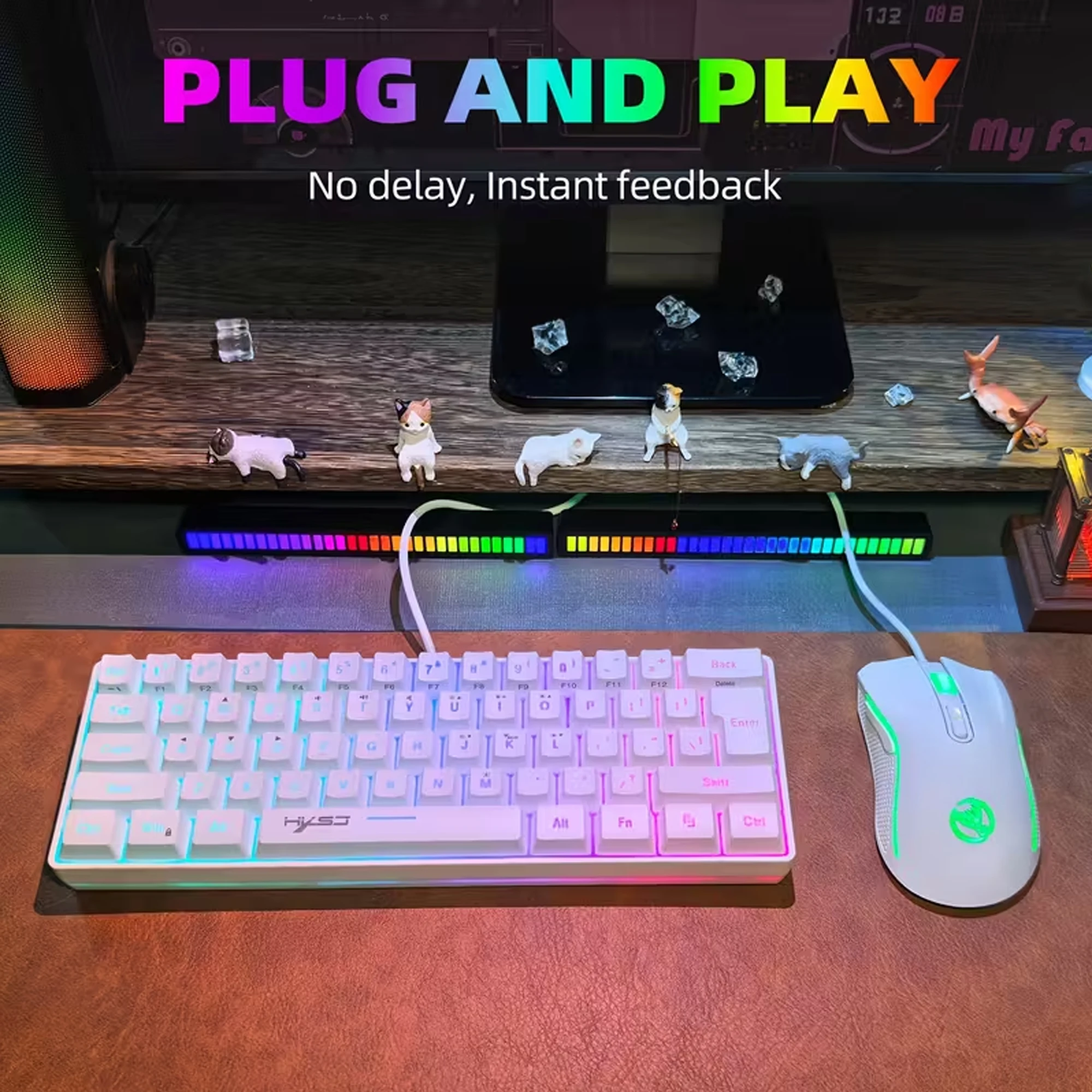 61-Key RGB Backlit Gaming Keyboard & Mouse Combo - Portable Compact PC/Laptop Bundle with RGB, One-Touch Media Keys, Wired,